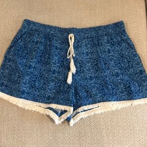 Blue Fringe Shorts